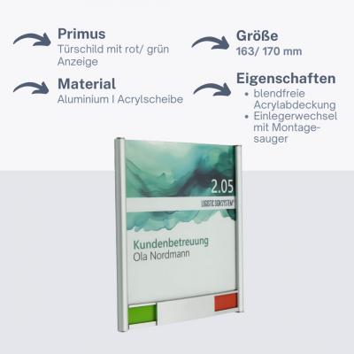 Türschild PRIMUS Rot Grün Anzeige Besprechung
